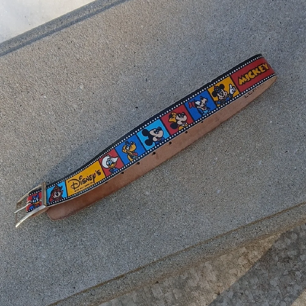 Vintage 1980 Lee Jeans VARIOUS Disney Characters Kids Genuine Leather Belt 20-22